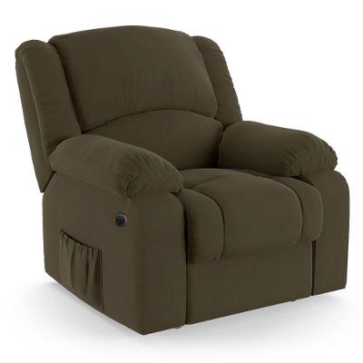 Poltrona Do Papai Reclinável Melim Power Elétrica Massagem Veludo Fh1 - D'rossi Cor Capuccino