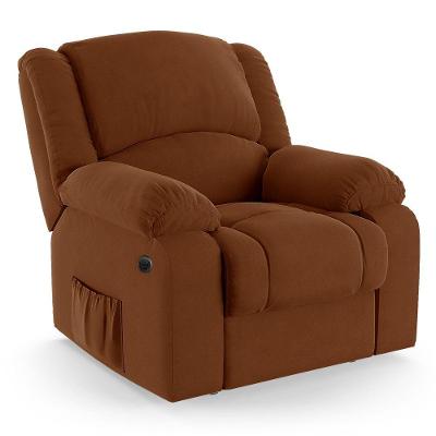 Poltrona Do Papai Reclinável Melim Power Elétrica Massagem Veludo Terracota Fh1 - D'rossi