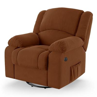 Poltrona Do Papai Reclinável Melim Glider Giratória Usb Veludo Terracota Fh1 - D'rossi