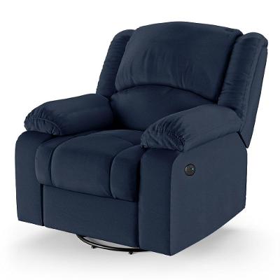 Poltrona Do Papai Reclinável Melim Glider Giratória Usb Sintético Pu Fh1 - D'rossi Cor Azul