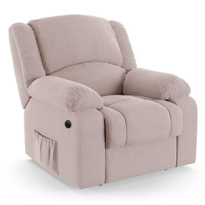 Poltrona Do Papai Reclinável Melim Power Elétrica Massagem Veludo Rosê Fh1 - D'rossi