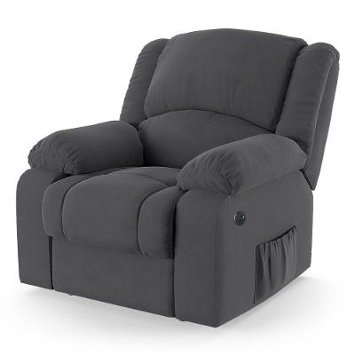 Poltrona Do Papai Reclinável Melim Power Elétrica Usb Veludo Fh1 - D'rossi Cor Cinza