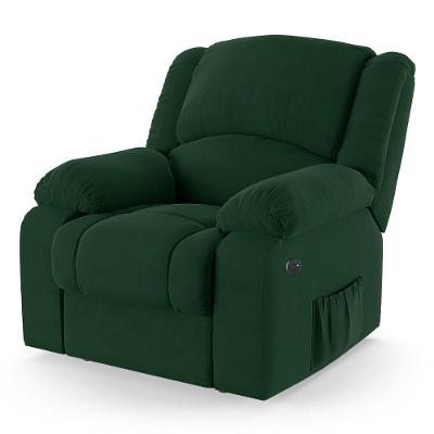 Poltrona Do Papai Reclinável Melim Power Elétrica Usb Veludo Fh1 - D'rossi Cor Verde