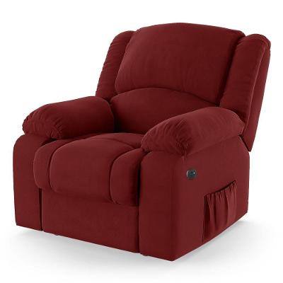 Poltrona Do Papai Reclinável Melim Power Elétrica Usb Veludo Vermelho Fh1 - D'rossi