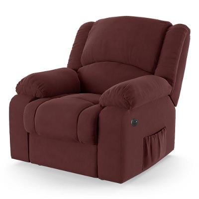 Poltrona Do Papai Reclinável Melim Power Elétrica Usb Veludo Vinho Fh1 - D'rossi