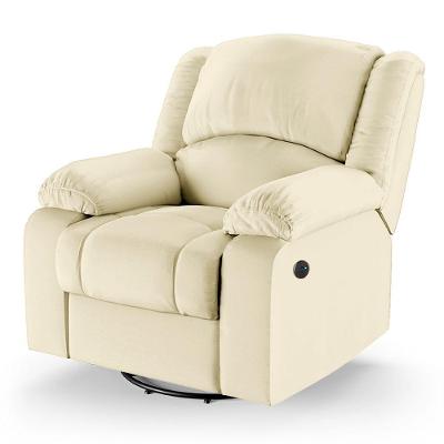 Poltrona Do Papai Reclinável Melim Glider Giratória Usb Sintético Pu Fh1 - D'rossi Cor Bege