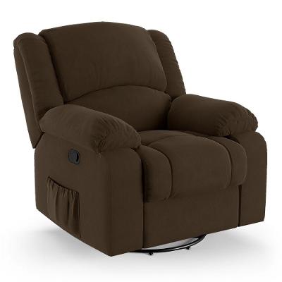 Poltrona Do Papai Reclinável Melim Glider Giratória Massagem Veludo Marrom Fh1 - D'rossi