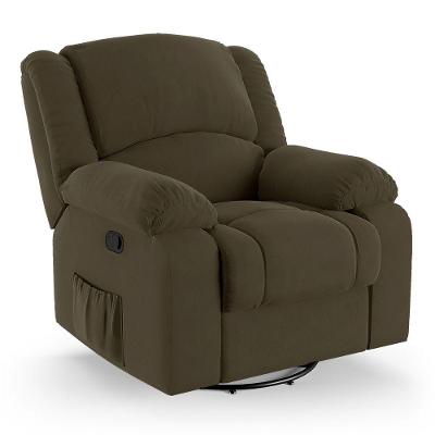 Poltrona Do Papai Reclinável Melim Glider Giratória Veludo Capuccino Fh1 - D'rossi