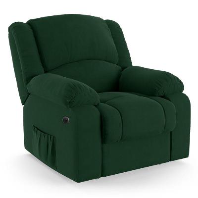 Poltrona Do Papai Reclinável Melim Power Elétrica Veludo Verde Fh1 - D'rossi