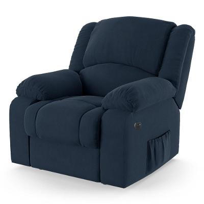 Poltrona Do Papai Reclinável Melim Power Elétrica Usb Veludo Fh1 - D'rossi Cor Azul