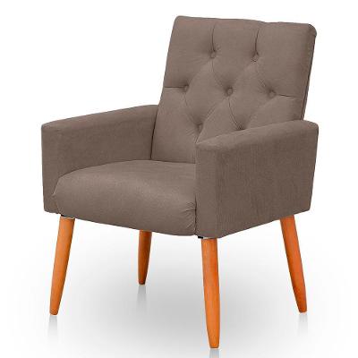 Poltrona Para Sala Reforçada Confortável íris Suede Cor Capuccino
