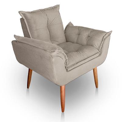 Poltrona Para Sala E Quarto Decorativa Opala Suede Cor Bege