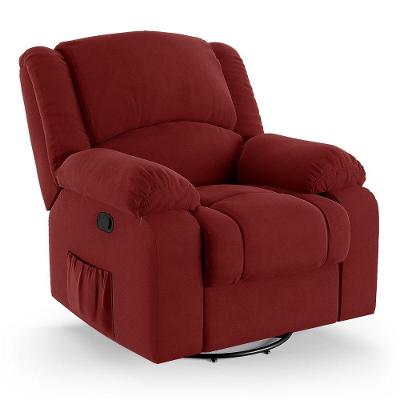 Poltrona Do Papai Reclinável Melim Glider Giratória Veludo Vermelho Fh1 - D'rossi
