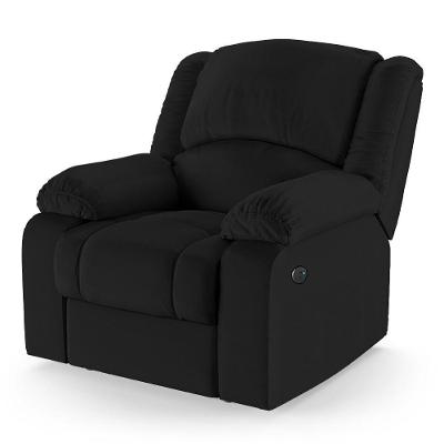 Poltrona Do Papai Reclinável Melim Power Elétrica Usb Pu Preto Fh1 - D'rossi