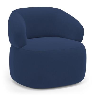 Poltrona Orgânica Giratória Living Glee Veludo Azul Marinho - Desk Design