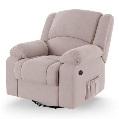Poltrona Do Papai Reclinável Melim Glider Giratória Usb Veludo Fh1 - D'rossi Cor Rose