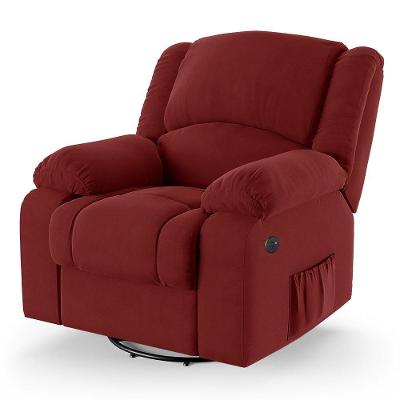 Poltrona Do Papai Reclinável Melim Glider Giratória Usb Veludo Fh1 - D'rossi Cor Vermelho
