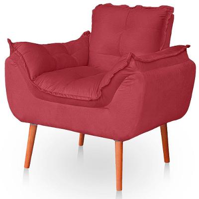 Poltrona Opala Para Sala Confortável Resistente Veludo Cor Rosê