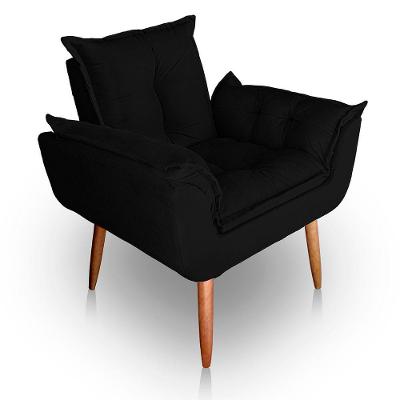 Poltrona Para Sala E Quarto Decorativa Opala Suede Cor Preto