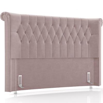 Cabeceira Cama Box Casal 140cm Estofada Meora P05 Veludo Rosê - Lyam Decor