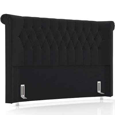 Cabeceira Cama Box Casal 140cm Estofada Meora P05 Veludo Preto - Lyam Decor