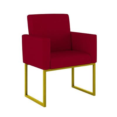 Cadeira Poltrona Decorativa Base De Ferro Reforçada Dourado Cor:vermelho