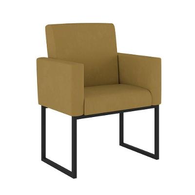 Cadeira Poltrona Decorativa Base De Ferro Reforçada Preto Cor:capuccino