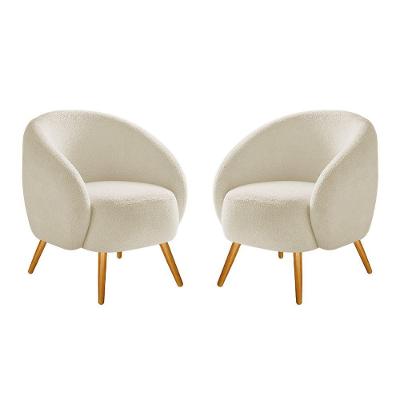 Kit 02 Poltronas Decorativas Sala De Estar Recepção Beatrice Bouclé - Adj Decor Cor Cinza