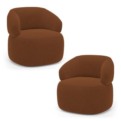 Kit 02 Poltronas Orgânicas Giratória Living Glee Veludo Terracota - Desk Design