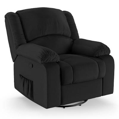 Poltrona Do Papai Reclinável Melim Glider Giratória Massagem Pu Preto Fh1 - D'rossi