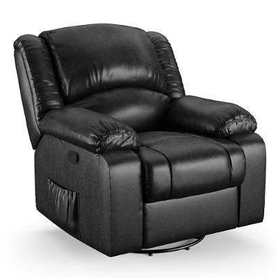 Poltrona Do Papai Reclinável Melim Glider Giratória Massagem Pu Preto Brilho Fh1 - D'rossi