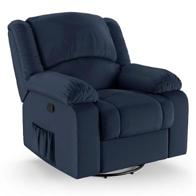 Poltrona Do Papai Reclinável Melim Glider Giratória Massagem Sintético Pu Fh1 - D'rossi Cor Azul