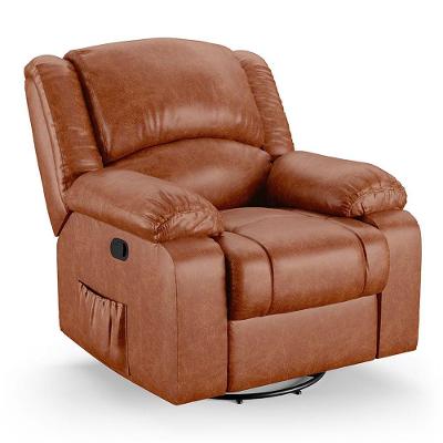 Poltrona Do Papai Reclinável Melim Glider Giratória Massagem Pu Brilho Fh1 - D'rossi Cor Caramelo