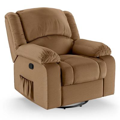 Poltrona Do Papai Reclinável Melim Glider Giratória Massagem Sintético Pu Fh1 - D'rossi Cor Caramelo