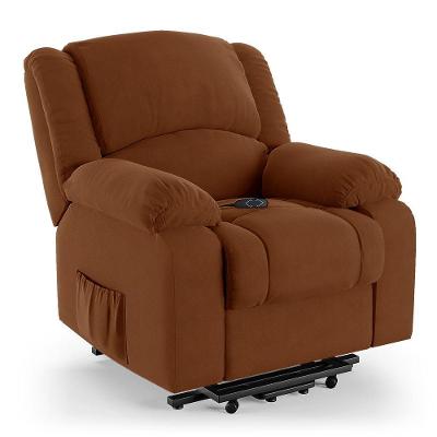 Poltrona Do Papai Reclinável Melim Elevação Lift Elétrico Veludo Terracota Fh1 - D'rossi