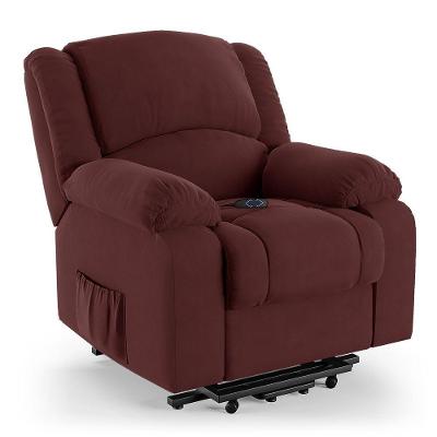 Poltrona Do Papai Reclinável Melim Elevação Lift Elétrico Veludo Vinho Fh1 - D'rossi