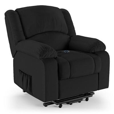 Poltrona Do Papai Reclinável Melim Elevação Lift Elétrico Pu Preto Fh1 - D'rossi