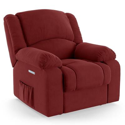 Poltrona Do Papai Reclinável Melim Elétrica Led Veludo Fh1 - D'rossi Cor Vermelho