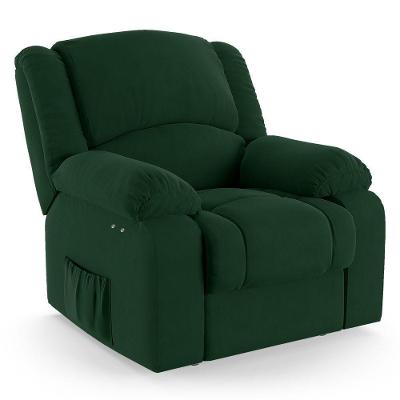 Poltrona Do Papai Reclinável Melim Power Touch Massagem Veludo Verde Fh1 - D'rossi