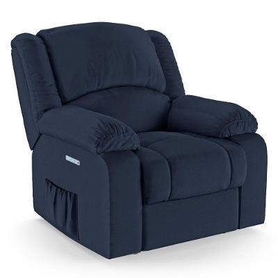 Poltrona Do Papai Reclinável Melim Elétrica Led Sintético Pu Fh1 - D'rossi Cor Azul