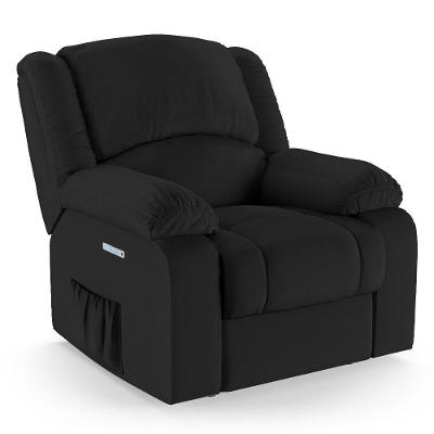 Poltrona Do Papai Reclinável Melim Elétrica Led Pu Preto Fh1 - D'rossi