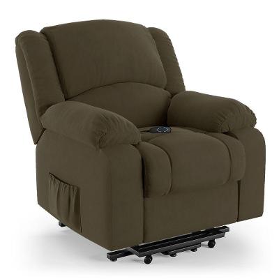 Poltrona Do Papai Reclinável Melim Elevação Lift Elétrico Veludo Capuccino Fh1 - D'rossi