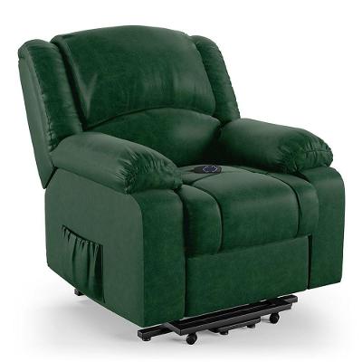 Poltrona Do Papai Reclinável Melim Elevação Lift Elétrico Veludo Verde Fh1 - D'rossi
