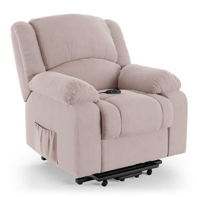 Poltrona Do Papai Reclinável Melim Elevação Lift Elétrico Veludo Rosê Fh1 - D'rossi