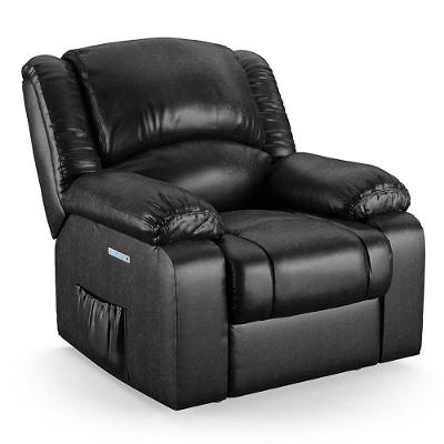 Poltrona Do Papai Reclinável Melim Elétrica Led Pu Preto Brilho Fh1 - D'rossi