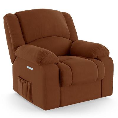 Poltrona Do Papai Reclinável Melim Elétrica Led Veludo Terracota Fh1 - D'rossi