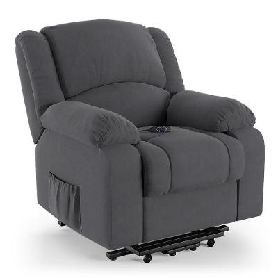 Poltrona Do Papai Reclinável Melim Elevação Lift Elétrico Veludo Cinza Fh1 - D'rossi