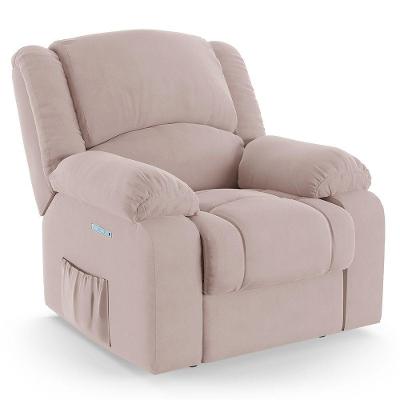 Poltrona Do Papai Reclinável Melim Elétrica Led Veludo Rosê Fh1 - D'rossi