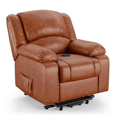 Poltrona Do Papai Reclinável Melim Elevação Lift Elétrico Pu Caramelo Brilho Fh1 - D'rossi