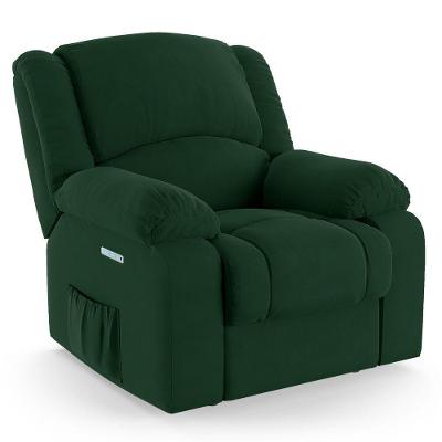 Poltrona Do Papai Reclinável Melim Elétrica Led Veludo Verde Fh1 - D'rossi